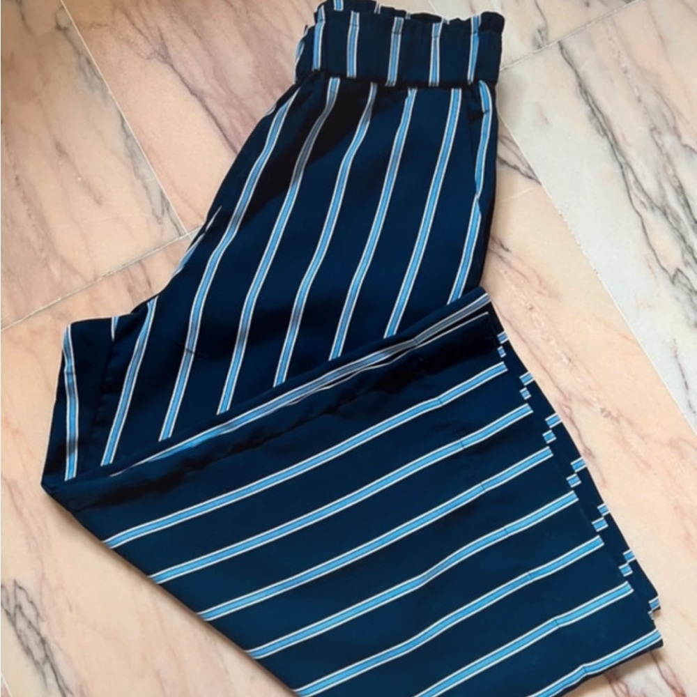 H&M Navy Pants with Light Blue and White Stripes